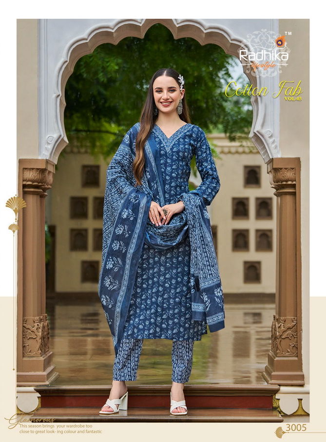 Cotton Fab Vol 3 Cotton Printed Embroidery Kurti With Bottom Dupatta Wholesale Online